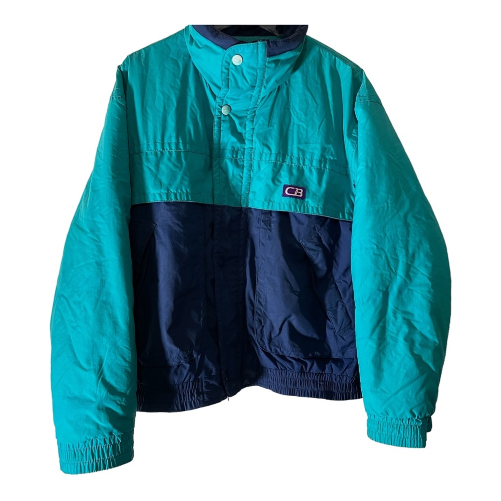 Vintage CB Sports Men’s Snowboard Ski Coat ColorBlock Teal and Blue Size Small